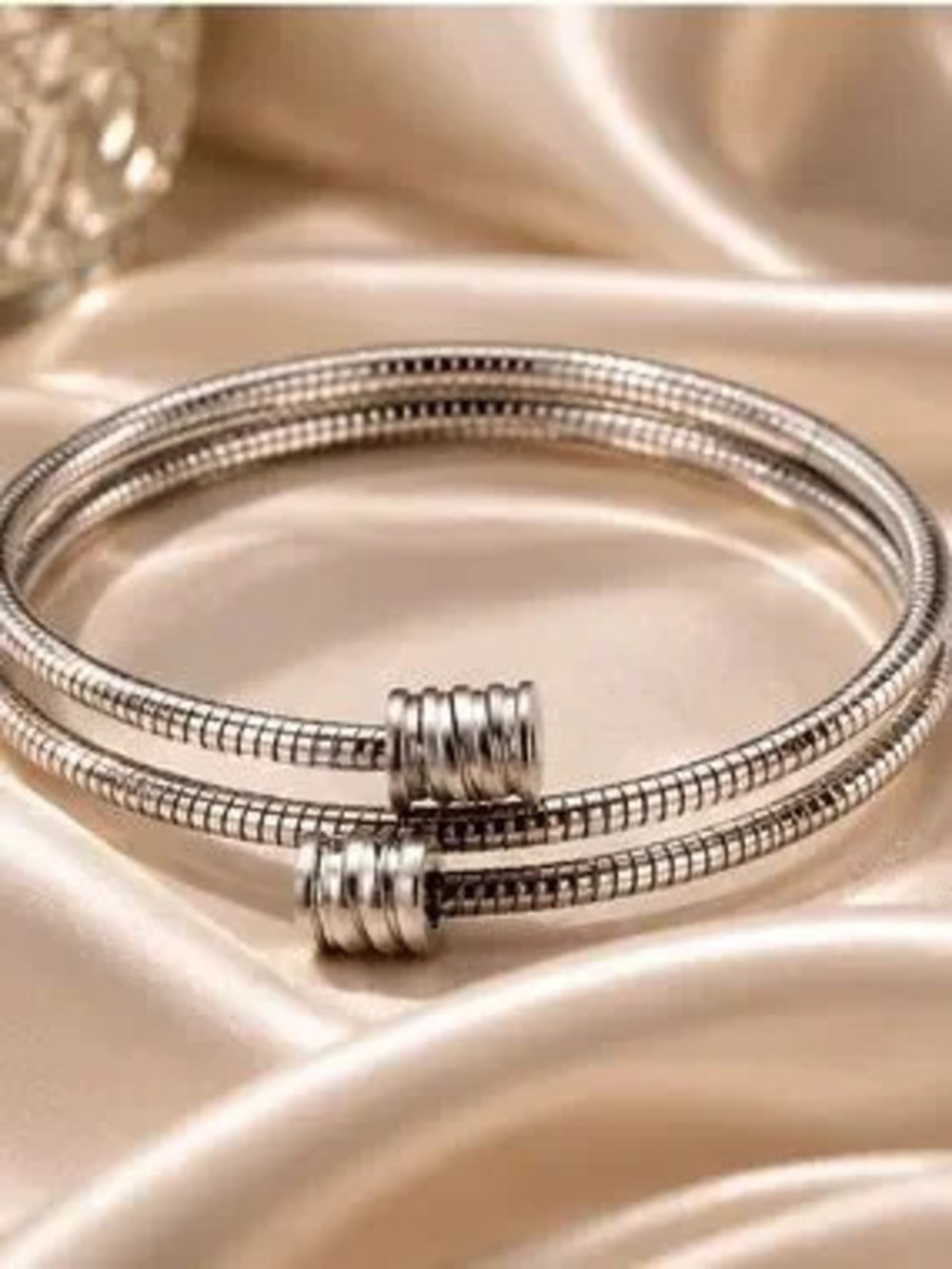 Anthropologie Polished Silver Double Coil Bracelet